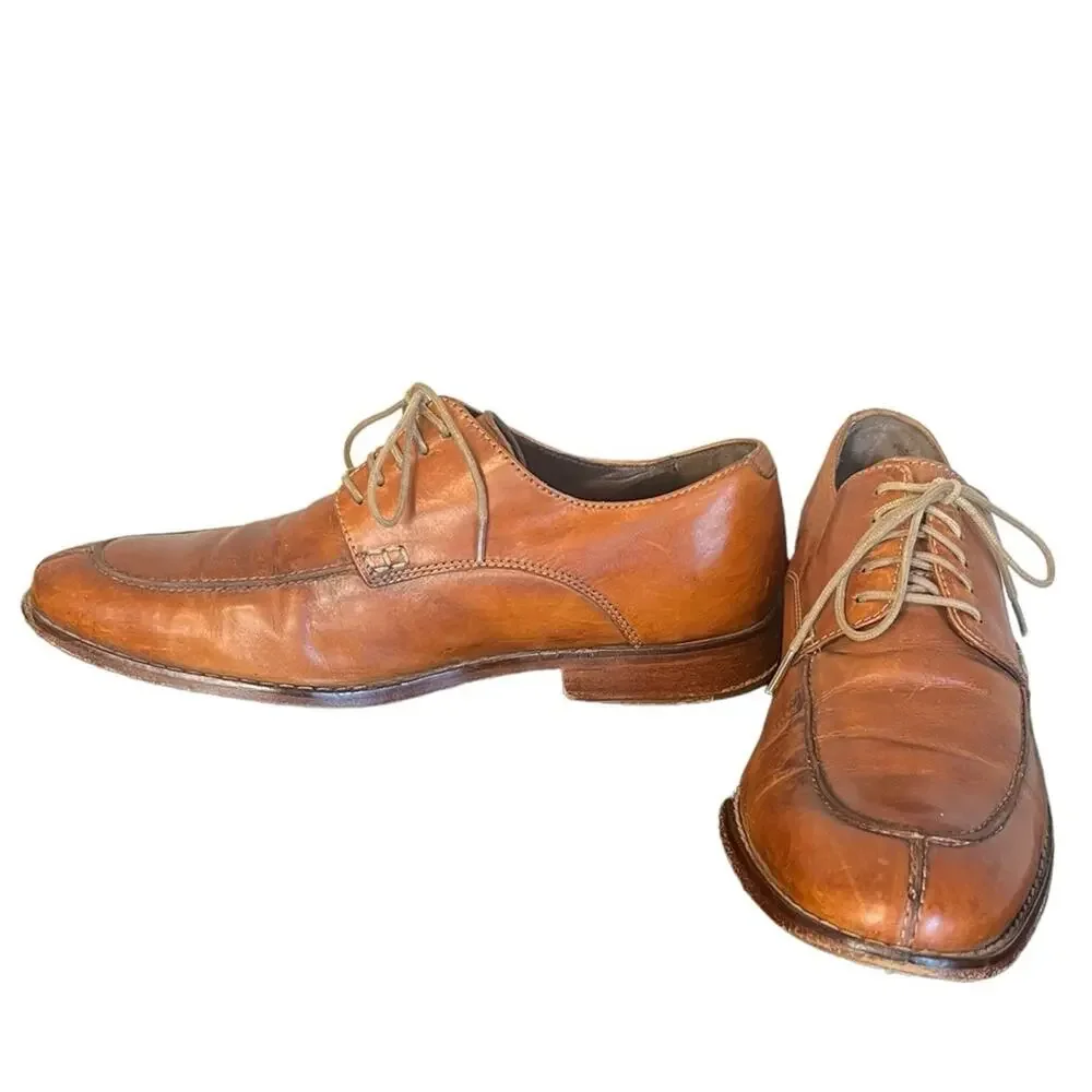 COLE HAAN Brown Leather Classic Lace Up‎ Oxford Stacked Heel Mens Size 9